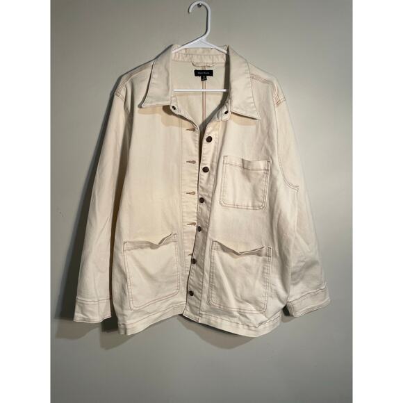 Well Worn Cream Denim Oversized Chore Jacket Size XL - Picture 1 of 11